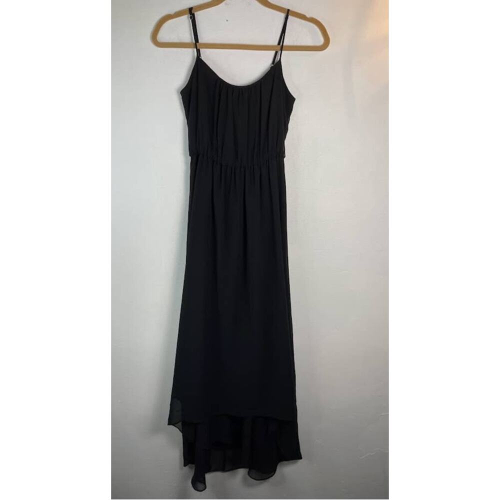 Banana Republic Chiffon Dress Womens Size 0 Patio Black High‎ Low Hem Slip Gown - Picture 3 of 11
